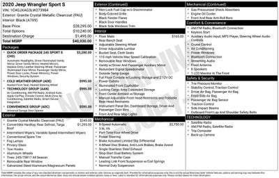 2020 Jeep Wrangler Sport S