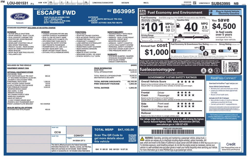 2025 Ford Escape Plug-In Hybrid Base