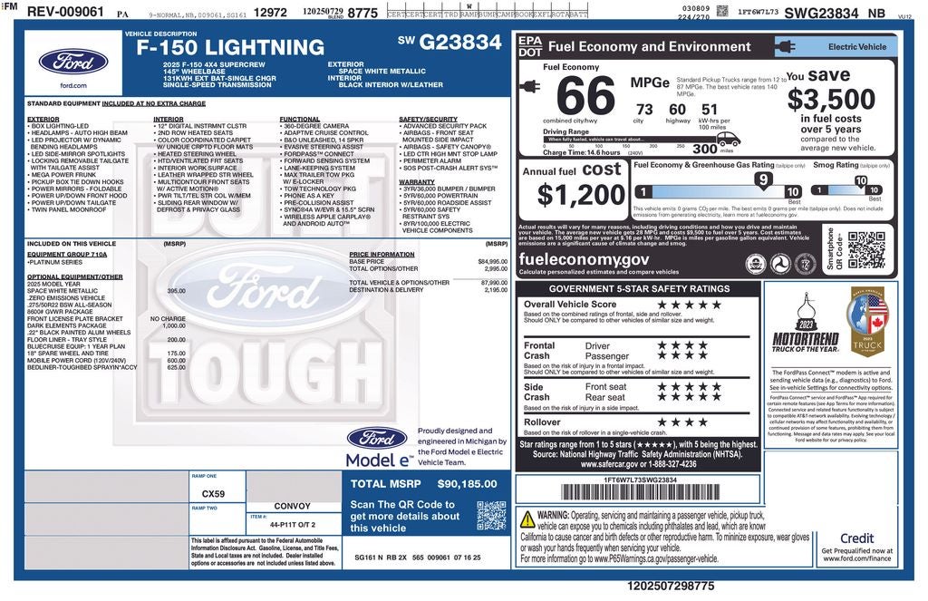 2025 Ford F-150 Lightning Platinum