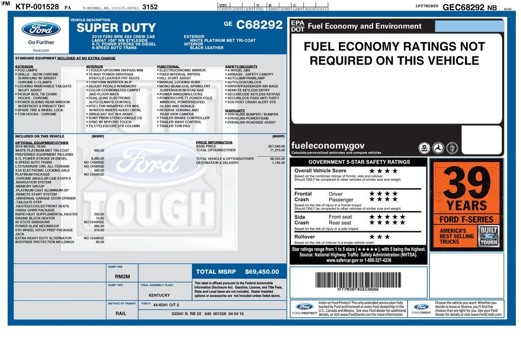 2016 Ford F-250SD Platinum