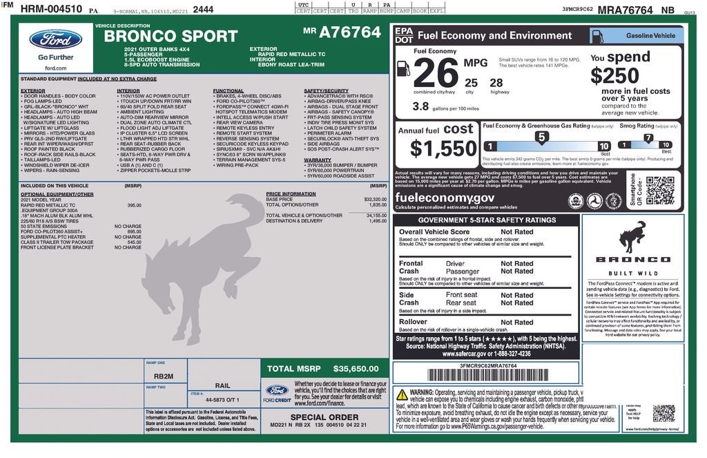 2021 Ford Bronco Sport Outer Banks