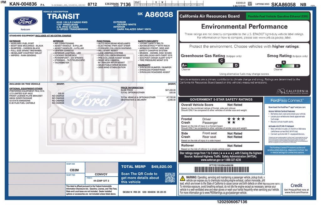 2025 Ford Transit Commercial Cargo Van