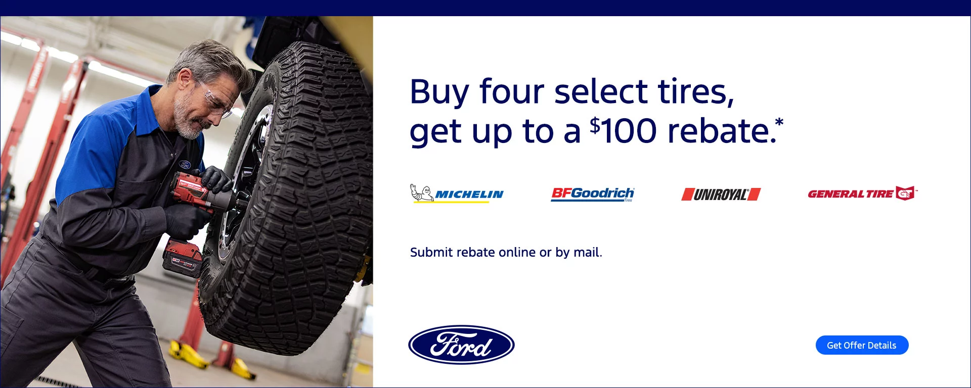 Buy 4 Tires get upto $100 rebate at Gerry Raymond Ford in Charleroi PA